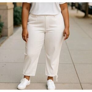 LRL Ralph Lauren Elevated Crop Pants Womens Plus Size 14W Cream Pockets NEW NWT